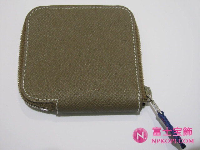 エルメスアザップシルク コインケースエトゥープ（金具：シルバー）HERMES328033